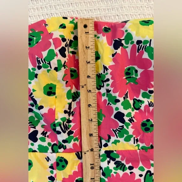 Lilly Pulitzer Floral Strapless Cotton Dress Pink Yellow Sz 8 Small Smocked - Picture 7 of 12